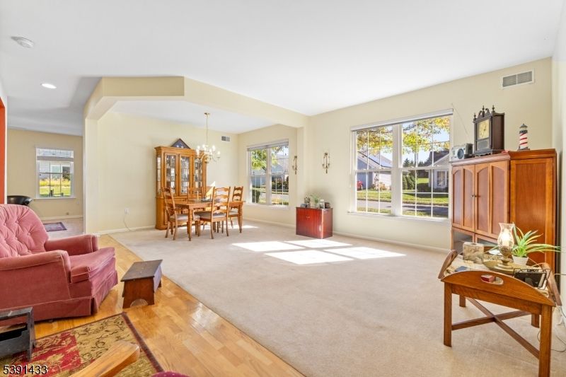 Chandelier, Dining room, Interior, Living room, Recessed Lighting, Wood Texture Flooring