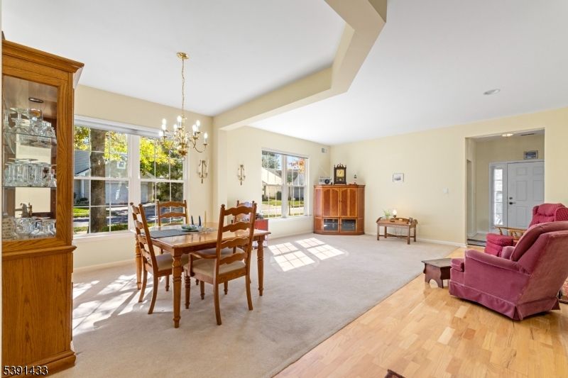 Chandelier, Dining room, Interior, Wood Texture Flooring