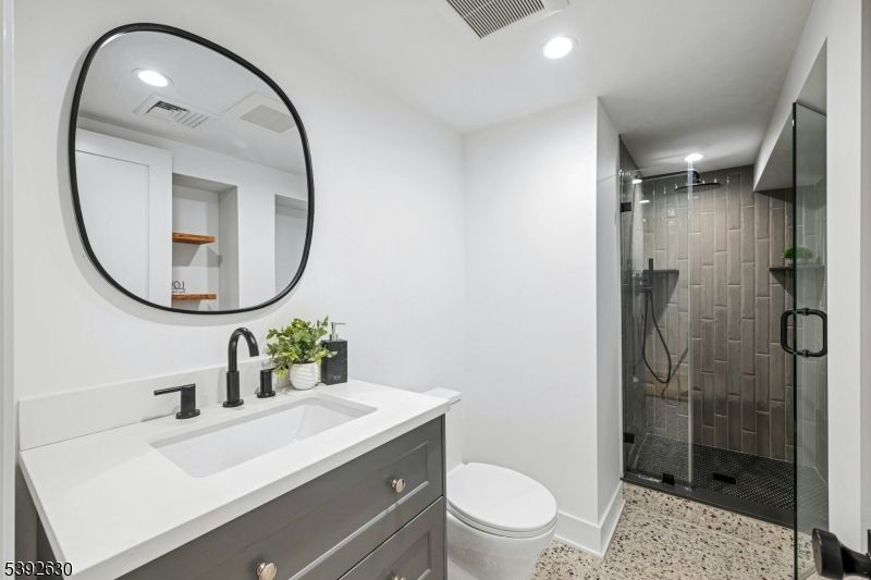 Bathroom, Glass Shower, Interior, Recessed Lighting