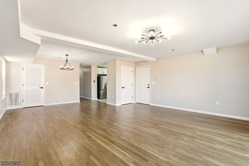 Chandelier, Empty room, Interior, Pendant Lights, Wood Texture Flooring