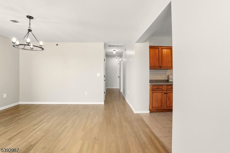 Chandelier, Empty room, Interior, Kitchen, Wood Texture Flooring