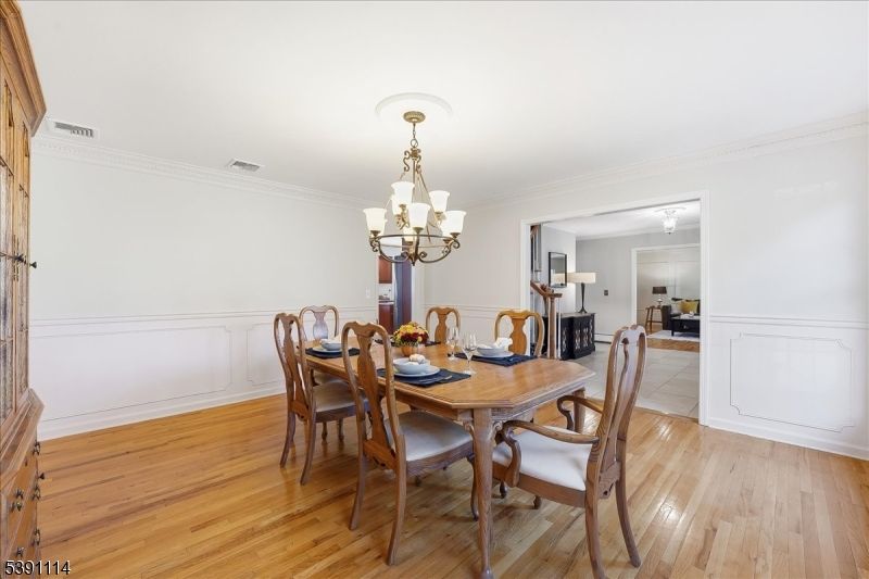 Chandelier, Dining room, Interior, Wood Texture Flooring