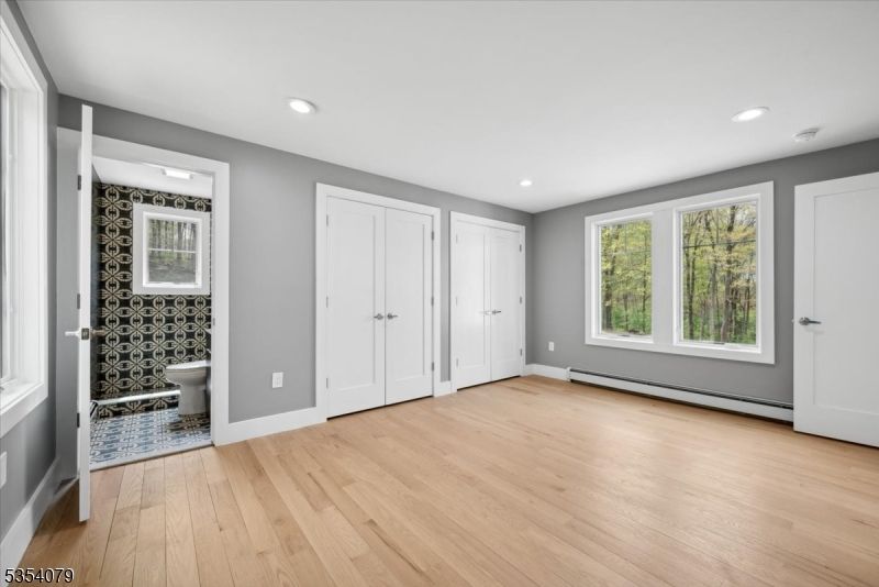Bathroom, Empty room, Interior, Recessed Lighting, Wood Texture Flooring
