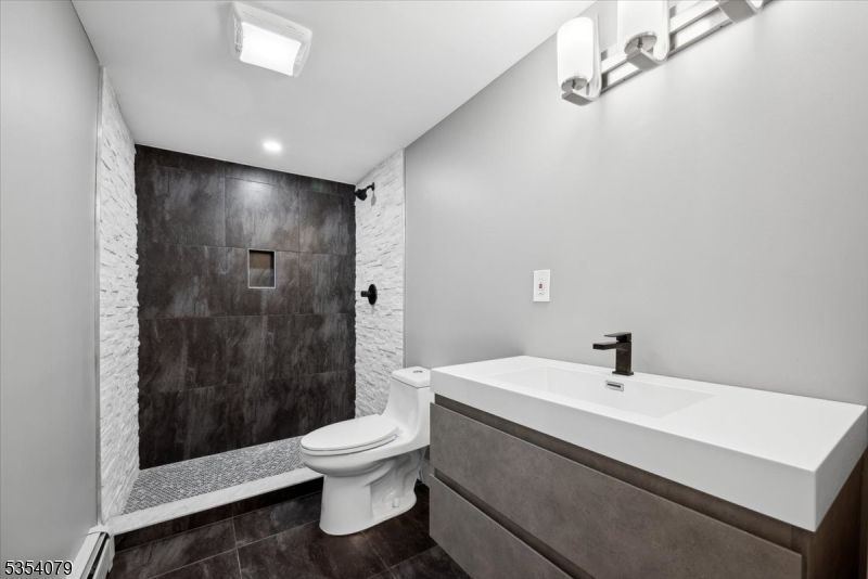 Bathroom, Interior, Recessed Lighting, Wood Texture Flooring