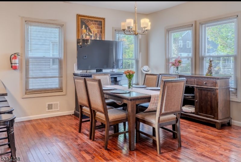 Chandelier, Dining room, Interior, Wood Texture Flooring