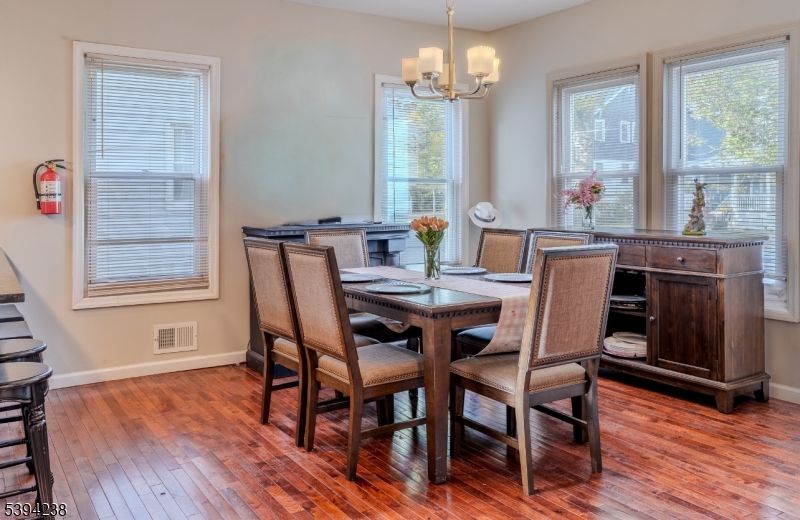 Chandelier, Dining room, Interior, Wood Texture Flooring