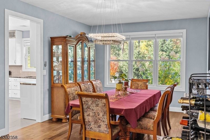 Chandelier, Dining room, Interior, Pendant Lights, Wood Texture Flooring