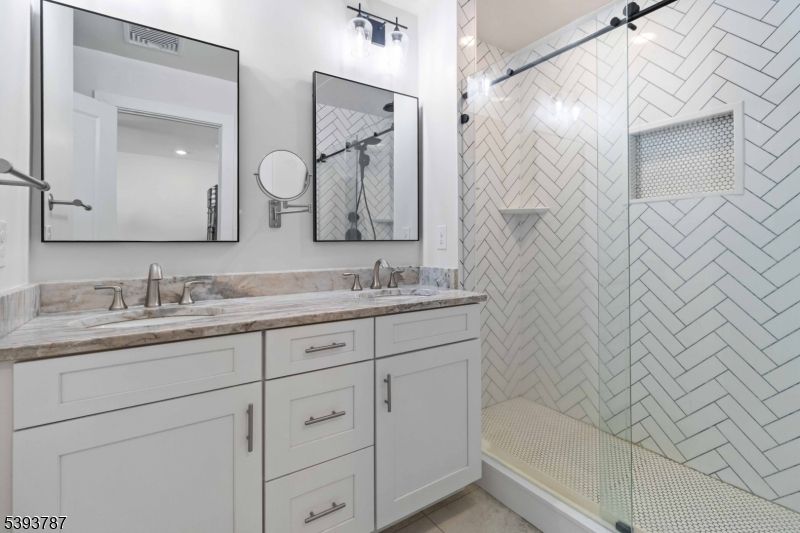 Bathroom, Dual Sink Vanities, Glass Shower, Interior