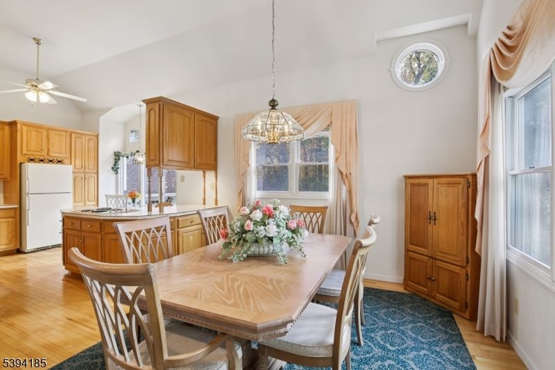 Dining room, Interior, Kitchen, Pendant Lights, Wood Texture Flooring