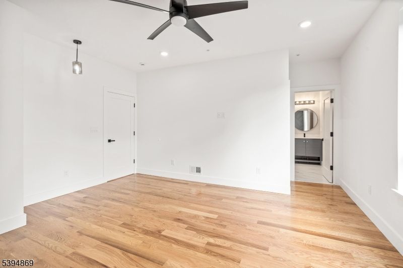 Empty room, Interior, Pendant Lights, Recessed Lighting, Wood Texture Flooring
