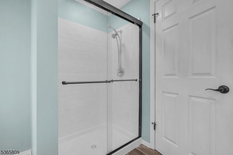 Bathroom, Glass Shower, Interior, Wood Texture Flooring
