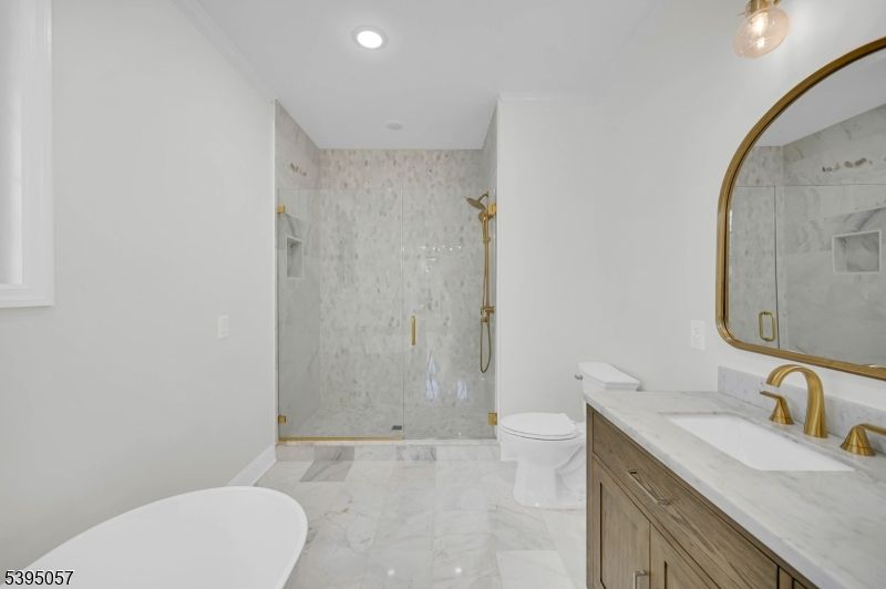 Bathroom, Glass Shower, Interior, Marble, Marble Walls, Recessed Lighting