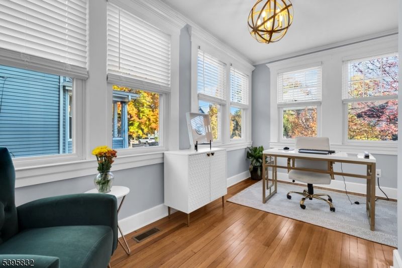 Home Office, Interior, Pendant Lights, Wood Texture Flooring