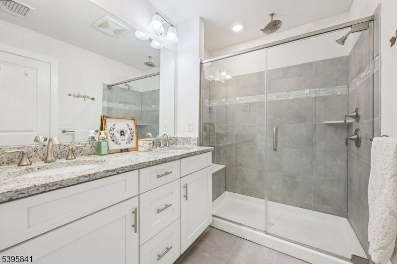 Bathroom, Dual Sink Vanities, Glass Shower, Interior, Recessed Lighting