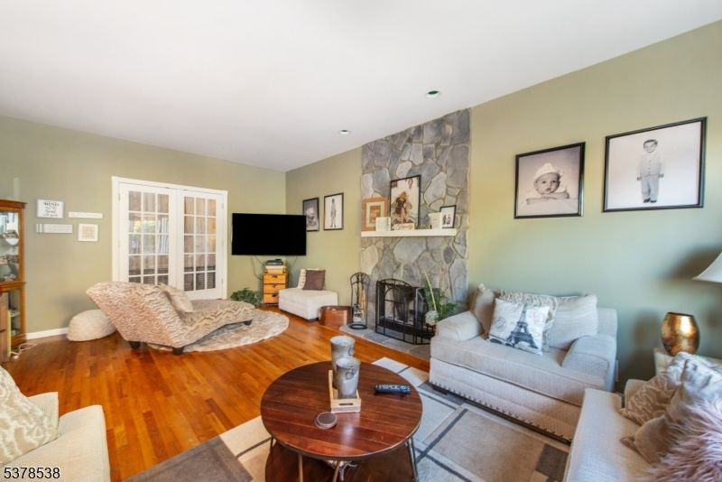 Fireplace, Interior, Living room, Stone Walls, Wood Texture Flooring