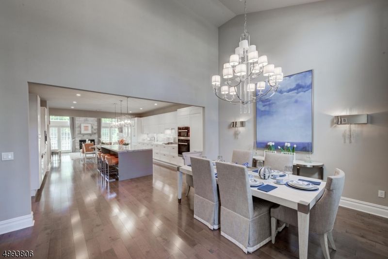 Chandelier, Dining room, Interior, Kitchen, Pendant Lights, Recessed Lighting, Wood Texture Flooring