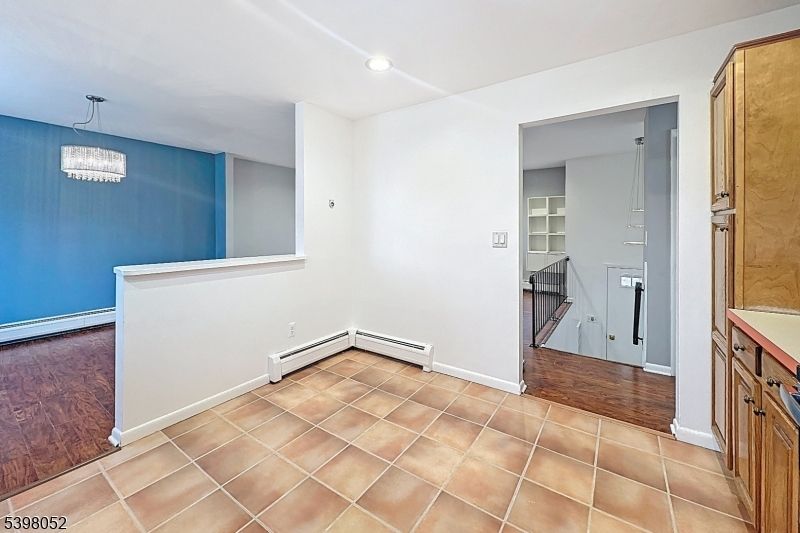Chandelier, Empty room, Interior, Recessed Lighting, Wood Texture Flooring
