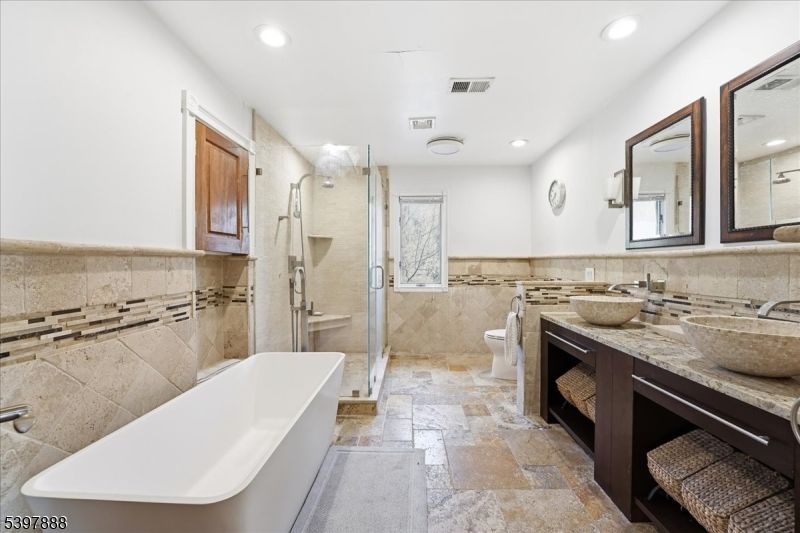 Bathroom, Dual Sink Vanities, Free Standing Baths, Glass Shower, Interior, Recessed Lighting