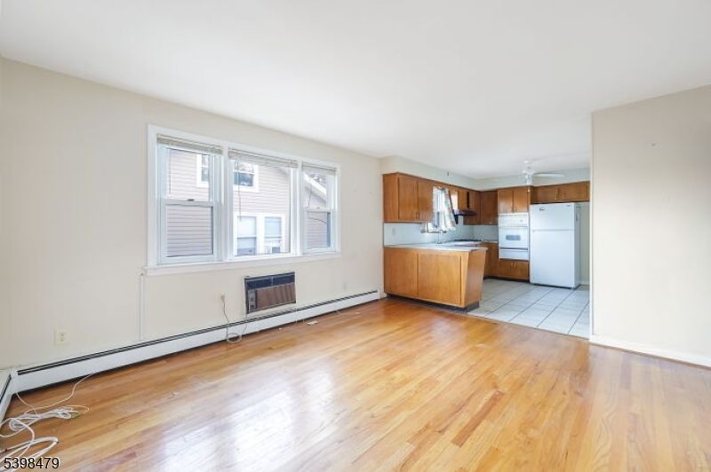 Empty room, Fireplace, Interior, Kitchen, Wood Texture Flooring