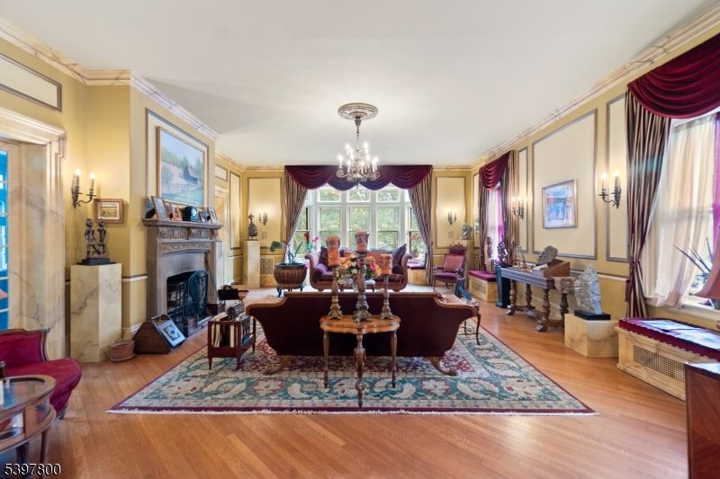 Chandelier, Fireplace, Interior, Living room, Wood Texture Flooring