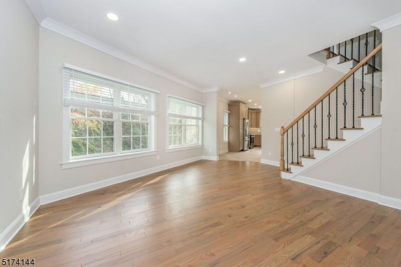 Empty room, Interior, Kitchen, Recessed Lighting, Wood Texture Flooring