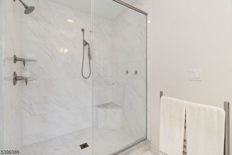 Bathroom, Glass Shower, Interior, Marble Walls