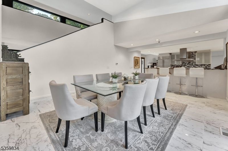 Dining room, Interior, Kitchen, Marble, Recessed Lighting, Stainless Steel Appliances