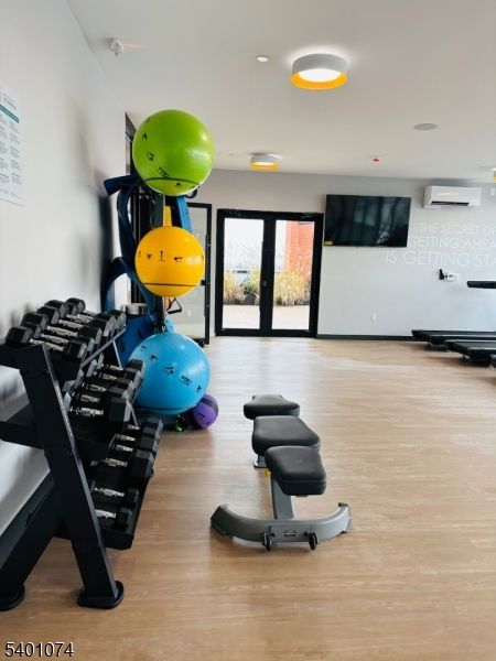 Fitness Equipment, Interior, Recessed Lighting, Wood Texture Flooring