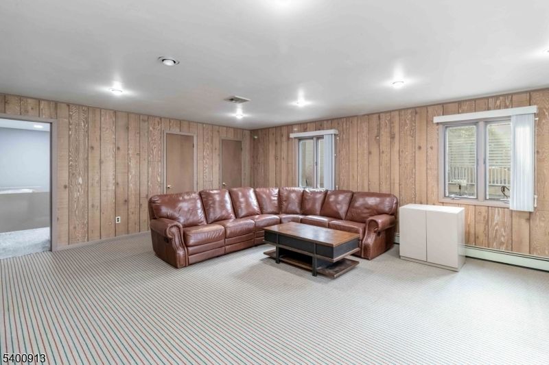 Interior, Living room, Recessed Lighting, Wooden Walls