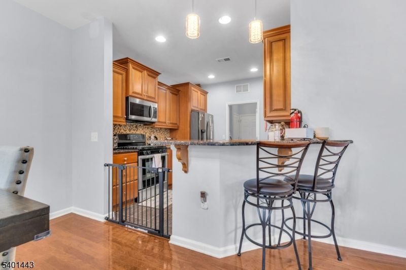 Interior, Kitchen, Pendant Lights, Recessed Lighting, Wood Texture Flooring