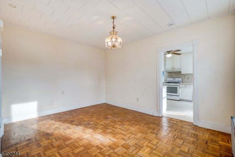 Chandelier, Empty room, Interior, Kitchen, Wood Texture Flooring