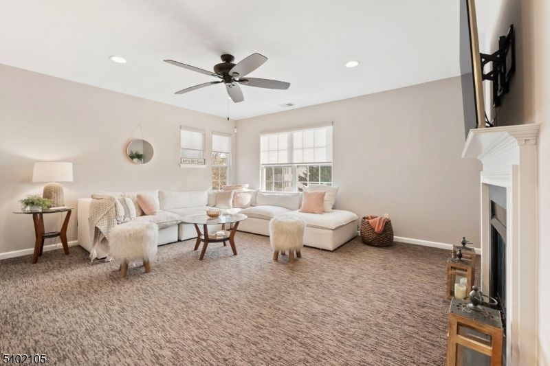 Fireplace, Interior, Living room, Recessed Lighting