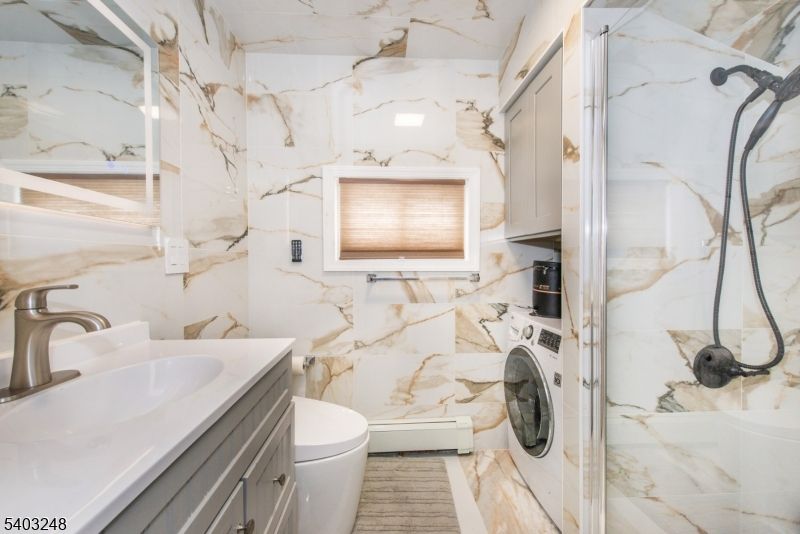 Bathroom, Interior, Marble Walls, Washer