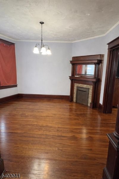 Chandelier, Empty room, Fireplace, Interior, Wood Texture Flooring