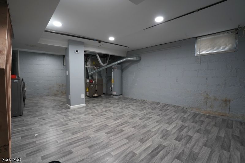 Interior, Recessed Lighting, Stone Walls, Wood Texture Flooring