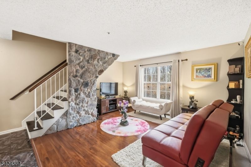 Interior, Living room, Stone Walls, Wood Texture Flooring