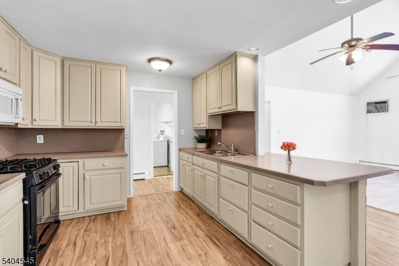 Interior, Kitchen, Recessed Lighting, Wood Texture Flooring