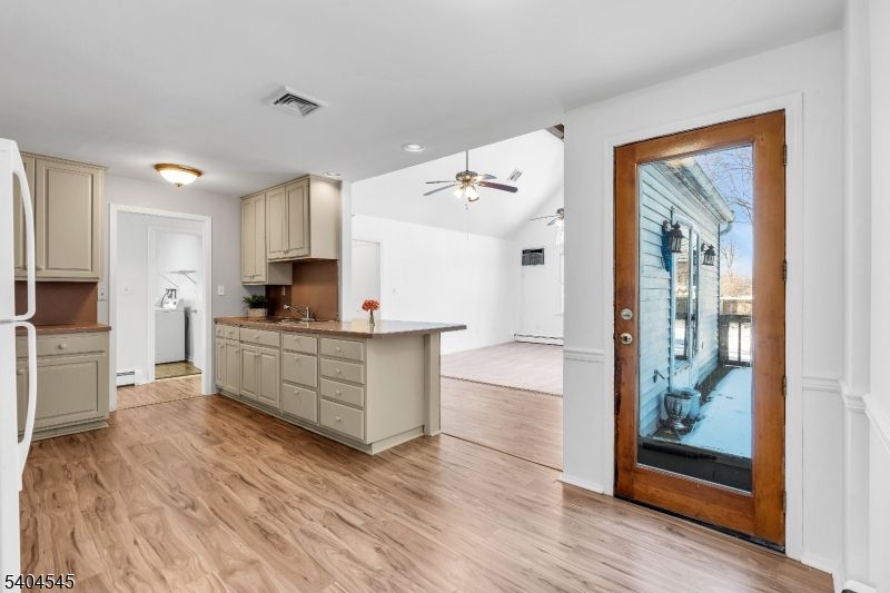 Interior, Kitchen, Recessed Lighting, Wood Texture Flooring