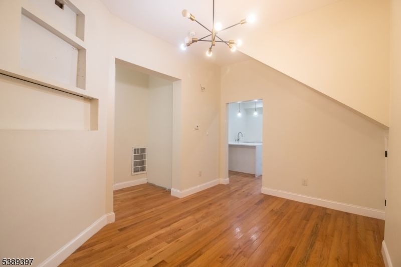 Empty room, Interior, Pendant Lights, Wood Texture Flooring