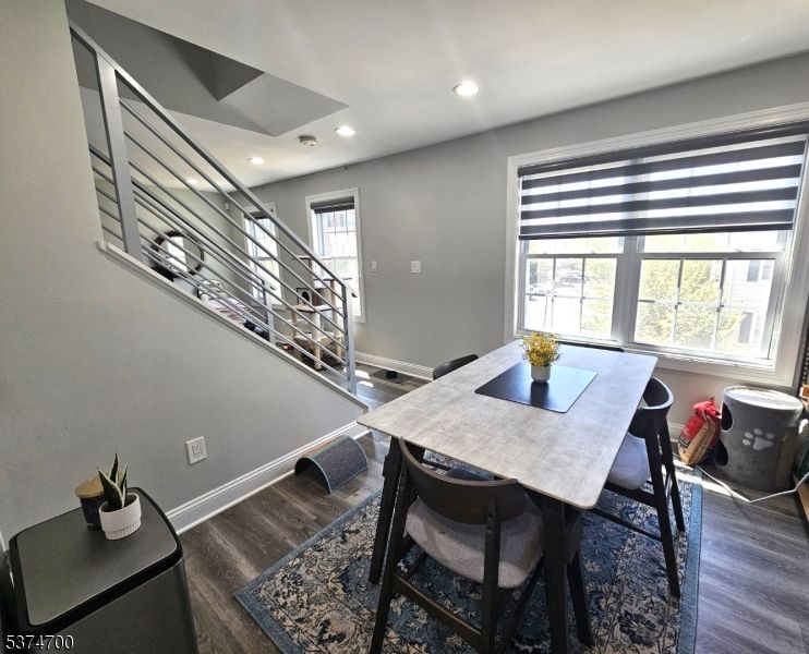 Dining room, Interior, Recessed Lighting, Wood Texture Flooring