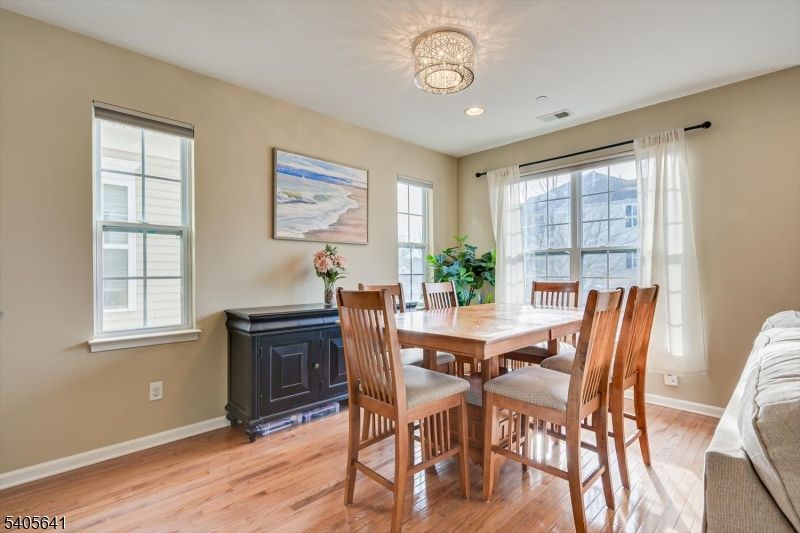 Dining room, Interior, Recessed Lighting, Wood Texture Flooring