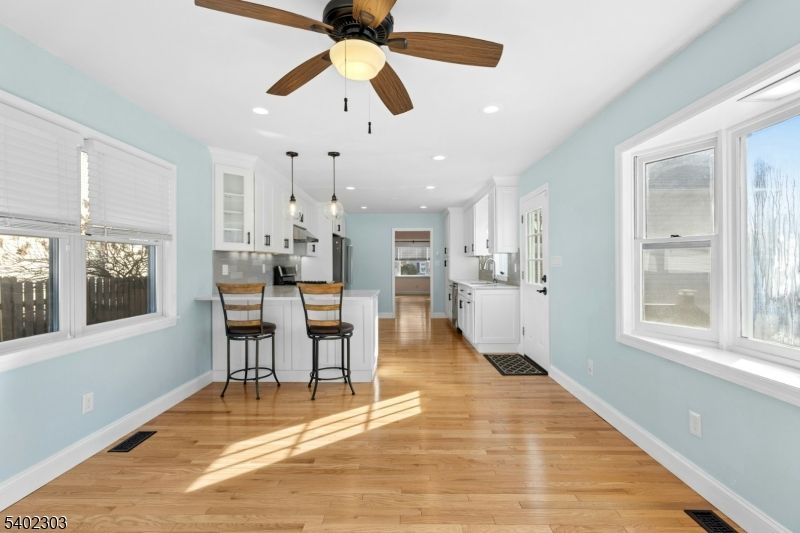 Interior, Kitchen, Pendant Lights, Recessed Lighting, Wood Texture Flooring