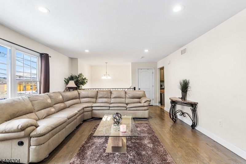 Interior, Living room, Pendant Lights, Recessed Lighting, Wood Texture Flooring