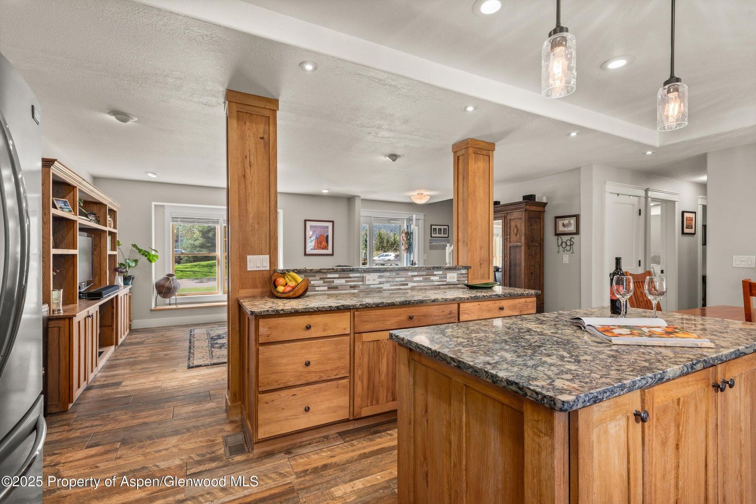 Interior, Kitchen, Pendant Lights, Recessed Lighting, Wood Texture Flooring
