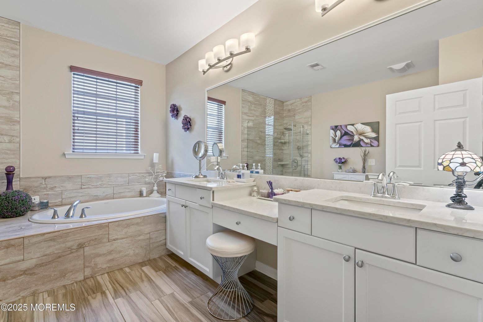 Bathroom, Dual Sink Vanities, Interior, Wood Texture Flooring