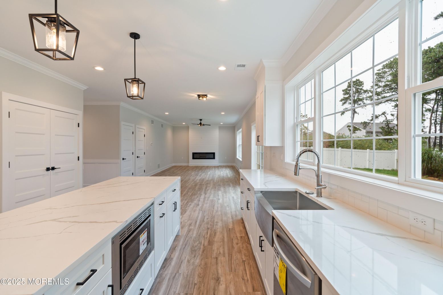 Interior, Kitchen, Pendant Lights, Recessed Lighting, Wood Texture Flooring