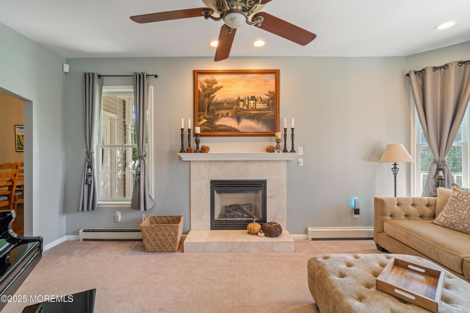 Fireplace, Interior, Living room, Recessed Lighting
