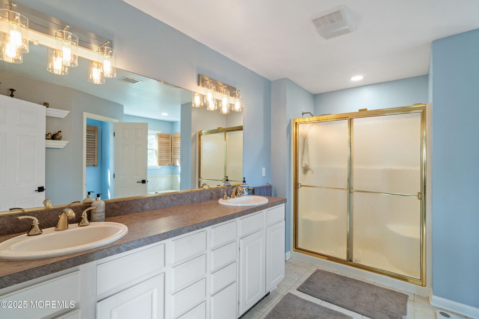 Bathroom, Dual Sink Vanities, Glass Shower, Interior, Recessed Lighting