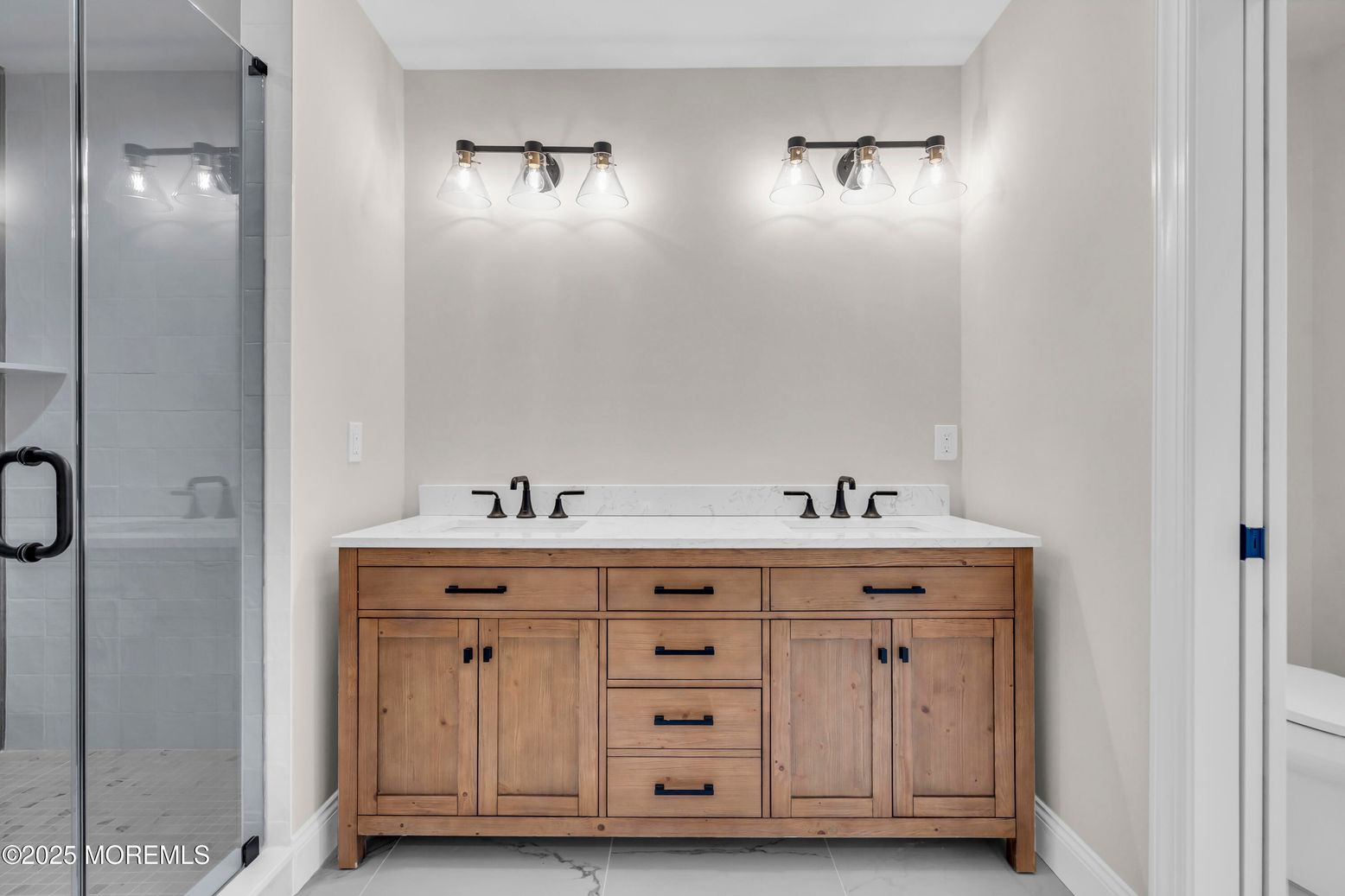 Bathroom, Dual Sink Vanities, Glass Shower, Interior