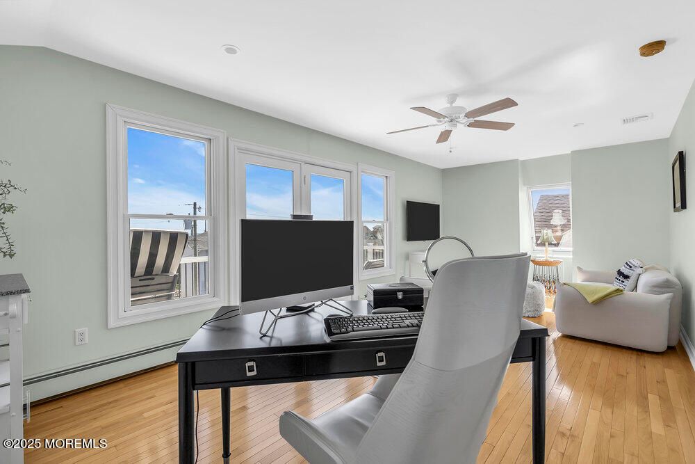 Home Office, Interior, Recessed Lighting, Wood Texture Flooring